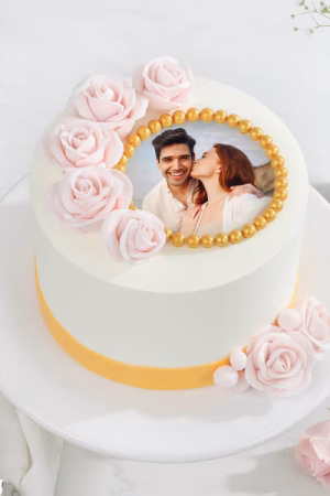 Rosy Fantasy Personalised Photo Cake