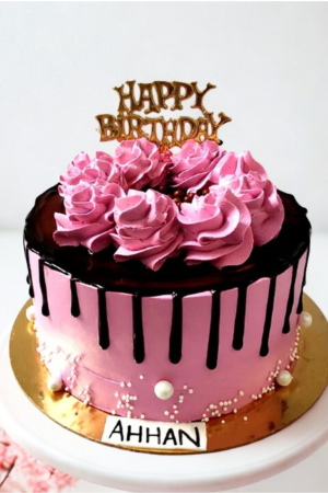 Happy Birthday Strawberry Pink Cake