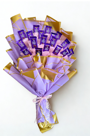 20 Dairy Milk Chocolate Bouquet – Purple & Gold Luxe Edition