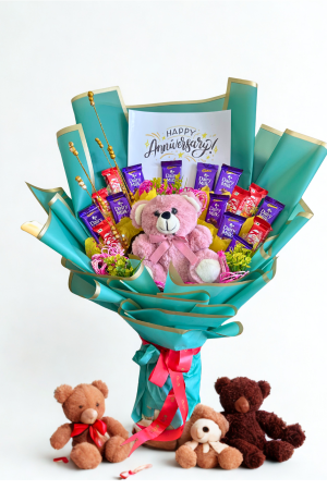 Chocolate & Teddy Anniversary Bouquet – Love Special Combo