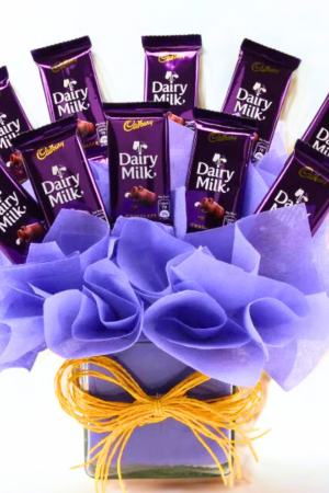 10 Dairy Milk Chocolate Glass Vase Arrangement