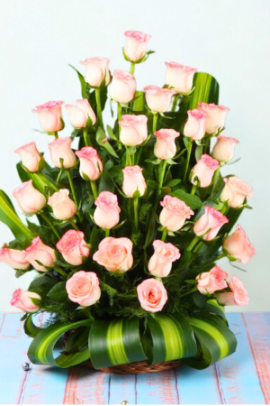 35 Pink Roses Basket Arrangement