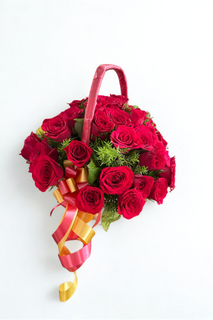 30 Red Roses Basket Arrangement