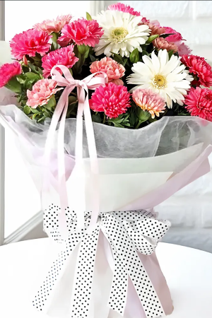 Gerbera & Carnation Bouquet – Fresh, Vibrant & Delightfully Charming