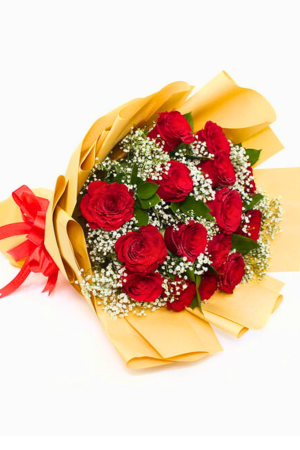 Elegant Beauty – 15 Roses Hand Bouquet