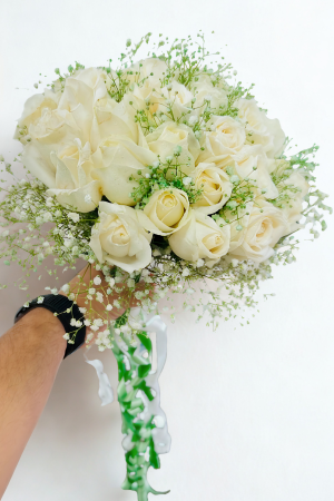 Bridal White Rose Premium Bouquet