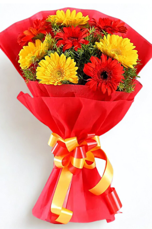 Yellow & Red Gerbera Mixed Bouquet
